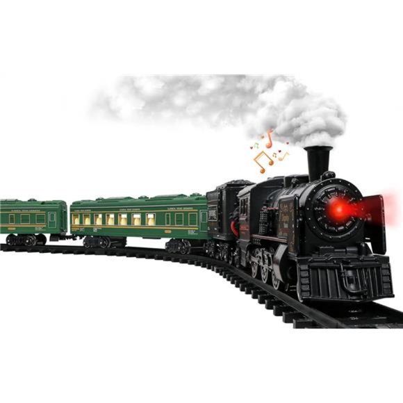 Model Train Set for Boys - Metal Electric Train Toys w/Steam Locomotive - Picture 1 of 6